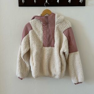 Cozy Pink and Cream Sherpa Pullover